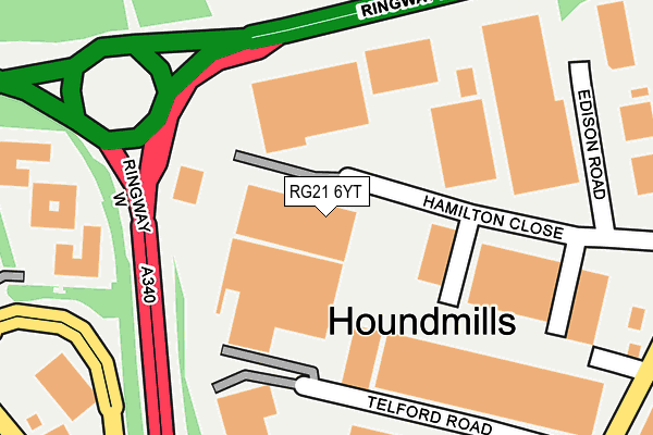 RG21 6YT map - OS OpenMap – Local (Ordnance Survey)