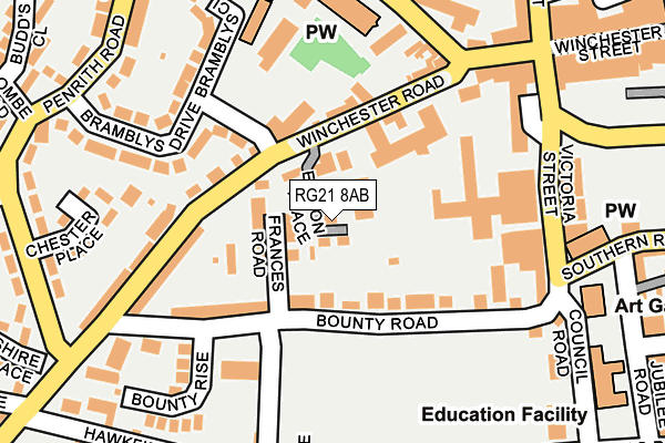 RG21 8AB map - OS OpenMap – Local (Ordnance Survey)