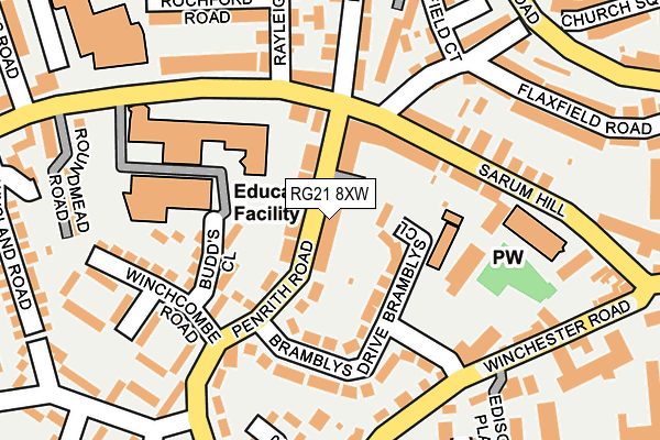 RG21 8XW map - OS OpenMap – Local (Ordnance Survey)