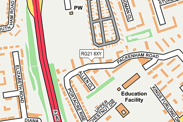 RG21 8XY map - OS OpenMap – Local (Ordnance Survey)