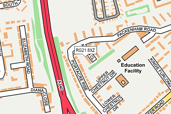 RG21 8XZ map - OS OpenMap – Local (Ordnance Survey)