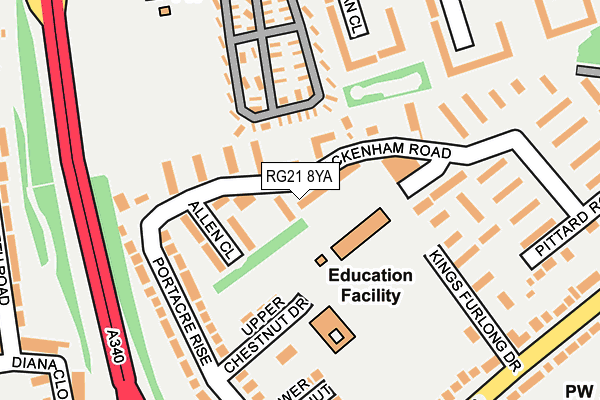 RG21 8YA map - OS OpenMap – Local (Ordnance Survey)