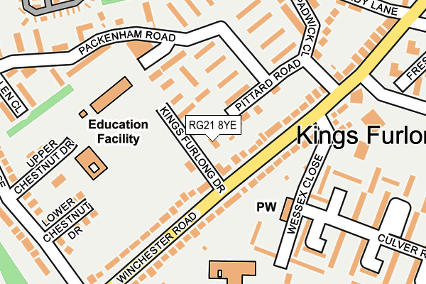 RG21 8YE map - OS OpenMap – Local (Ordnance Survey)