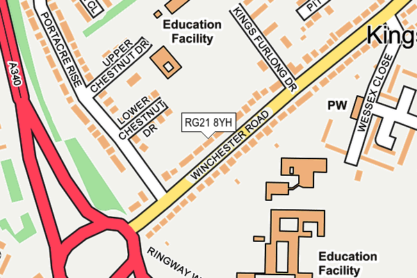 RG21 8YH map - OS OpenMap – Local (Ordnance Survey)