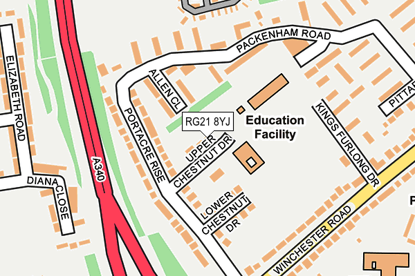 RG21 8YJ map - OS OpenMap – Local (Ordnance Survey)