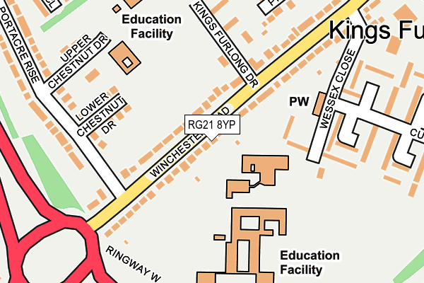 RG21 8YP map - OS OpenMap – Local (Ordnance Survey)