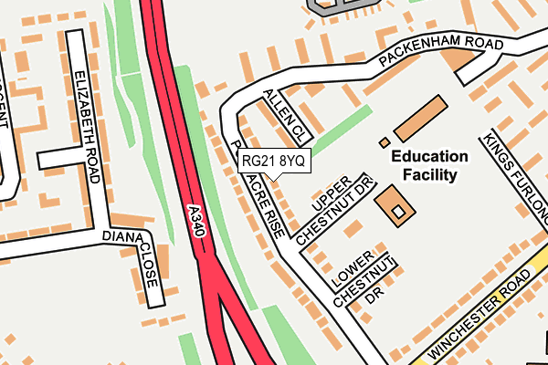 RG21 8YQ map - OS OpenMap – Local (Ordnance Survey)
