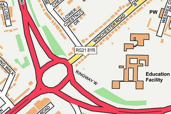 RG21 8YR map - OS OpenMap – Local (Ordnance Survey)