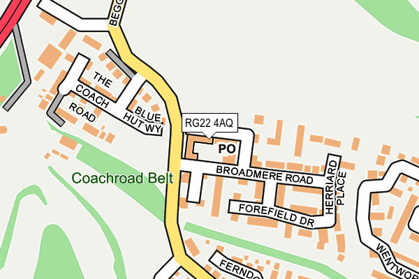 RG22 4AQ map - OS OpenMap – Local (Ordnance Survey)