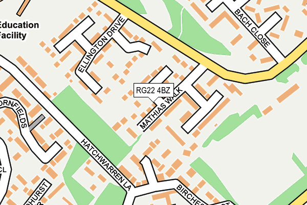 RG22 4BZ map - OS OpenMap – Local (Ordnance Survey)