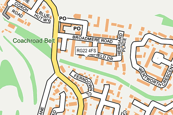 RG22 4FS map - OS OpenMap – Local (Ordnance Survey)