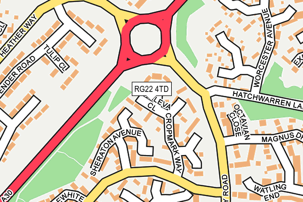 RG22 4TD map - OS OpenMap – Local (Ordnance Survey)