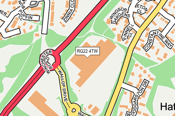 RG22 4TW map - OS OpenMap – Local (Ordnance Survey)