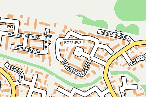 RG22 4WZ map - OS OpenMap – Local (Ordnance Survey)