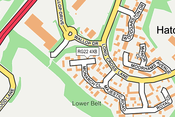 RG22 4XB map - OS OpenMap – Local (Ordnance Survey)