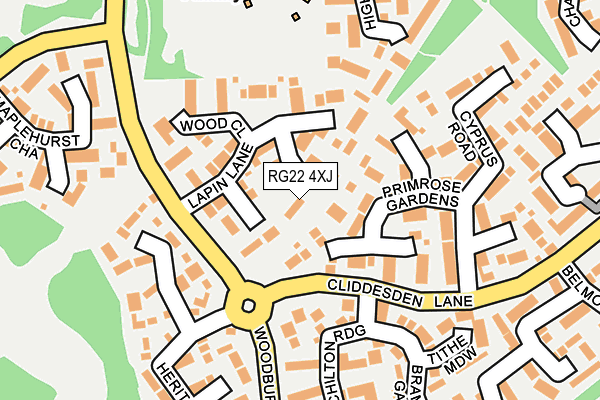 RG22 4XJ map - OS OpenMap – Local (Ordnance Survey)