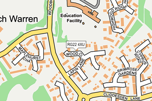 RG22 4XU map - OS OpenMap – Local (Ordnance Survey)