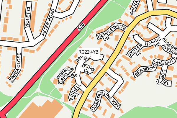 RG22 4YB map - OS OpenMap – Local (Ordnance Survey)