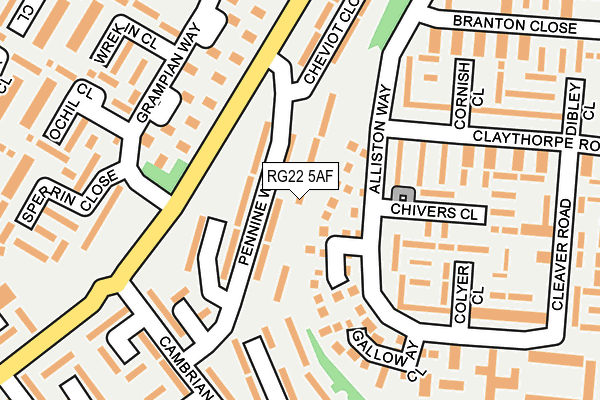 RG22 5AF map - OS OpenMap – Local (Ordnance Survey)