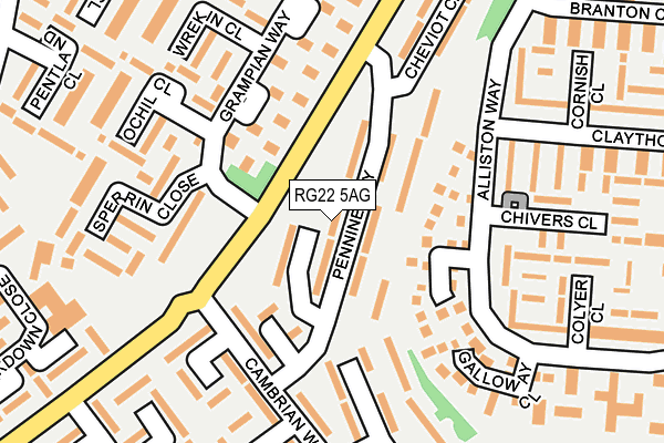 RG22 5AG map - OS OpenMap – Local (Ordnance Survey)