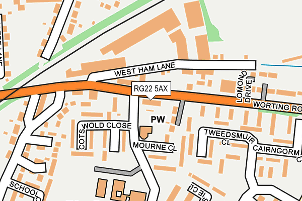 RG22 5AX map - OS OpenMap – Local (Ordnance Survey)