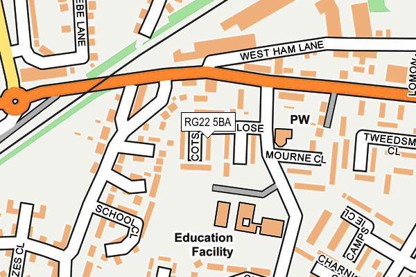 RG22 5BA map - OS OpenMap – Local (Ordnance Survey)