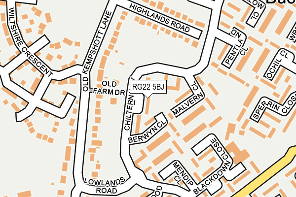 RG22 5BJ map - OS OpenMap – Local (Ordnance Survey)