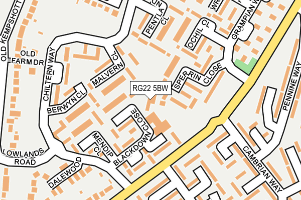 RG22 5BW map - OS OpenMap – Local (Ordnance Survey)