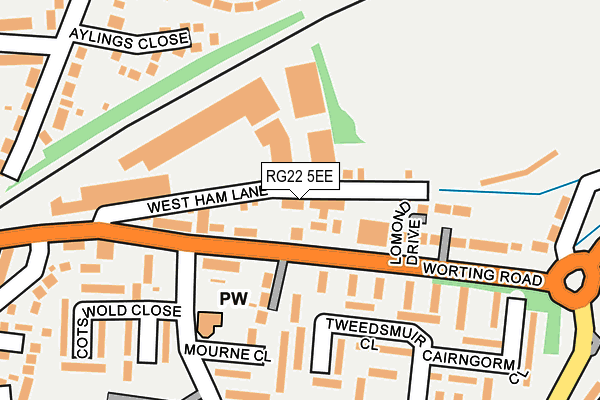 RG22 5EE map - OS OpenMap – Local (Ordnance Survey)