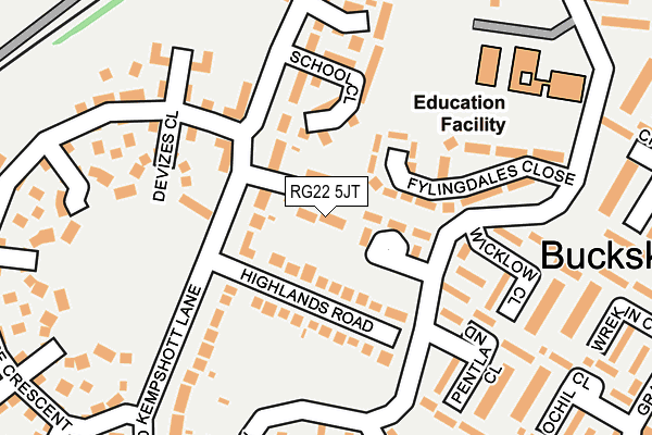 RG22 5JT map - OS OpenMap – Local (Ordnance Survey)