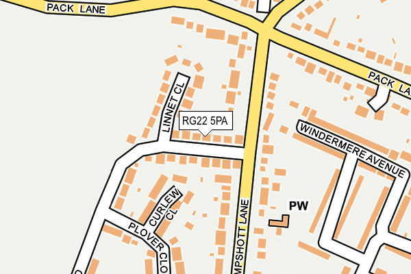 RG22 5PA map - OS OpenMap – Local (Ordnance Survey)