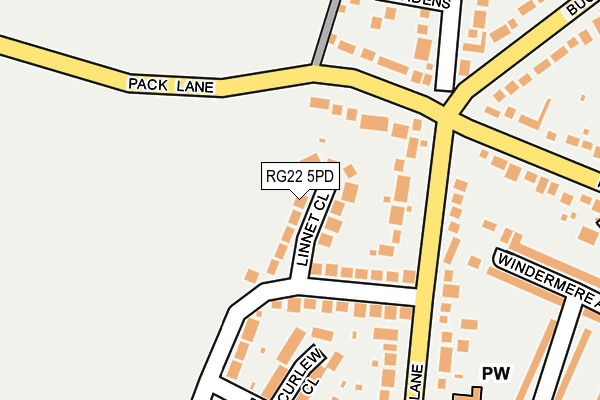 RG22 5PD map - OS OpenMap – Local (Ordnance Survey)