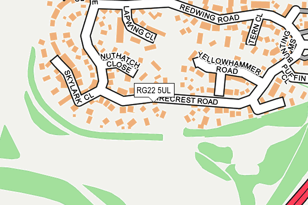 RG22 5UL map - OS OpenMap – Local (Ordnance Survey)