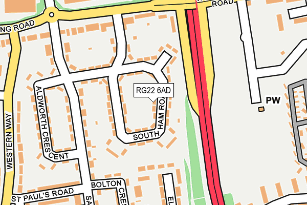 RG22 6AD map - OS OpenMap – Local (Ordnance Survey)