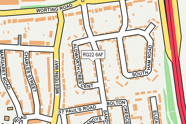 RG22 6AF map - OS OpenMap – Local (Ordnance Survey)