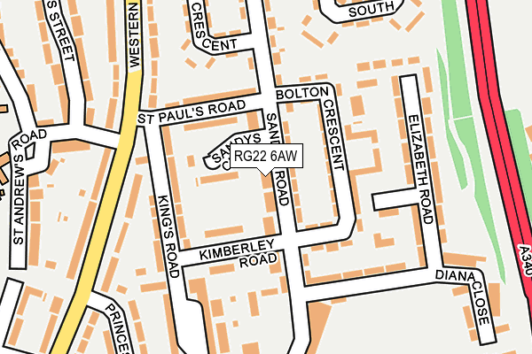 RG22 6AW map - OS OpenMap – Local (Ordnance Survey)