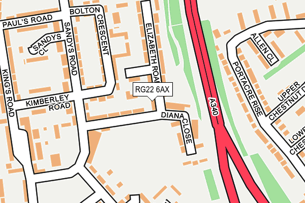 RG22 6AX map - OS OpenMap – Local (Ordnance Survey)