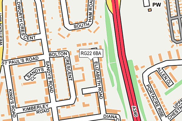 RG22 6BA map - OS OpenMap – Local (Ordnance Survey)
