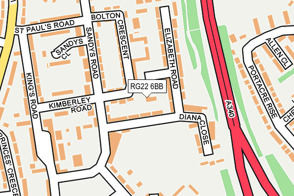 RG22 6BB map - OS OpenMap – Local (Ordnance Survey)