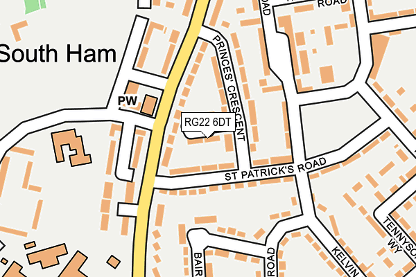 RG22 6DT map - OS OpenMap – Local (Ordnance Survey)