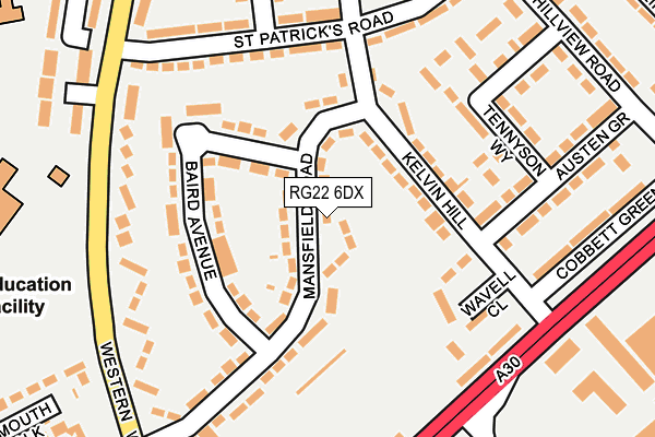 RG22 6DX map - OS OpenMap – Local (Ordnance Survey)