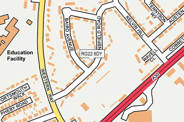 RG22 6DY map - OS OpenMap – Local (Ordnance Survey)