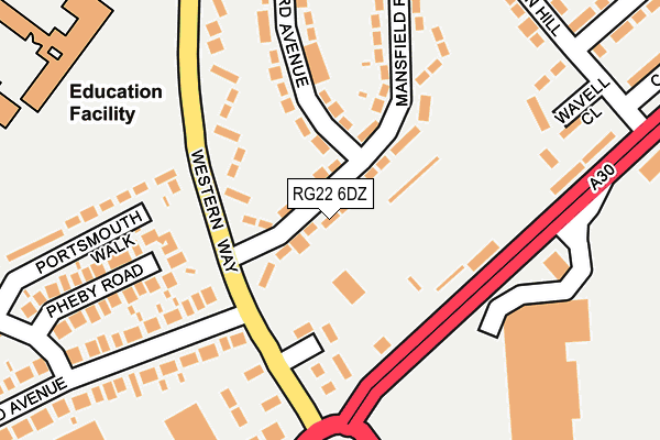RG22 6DZ map - OS OpenMap – Local (Ordnance Survey)