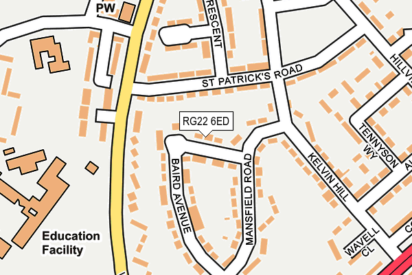 RG22 6ED map - OS OpenMap – Local (Ordnance Survey)