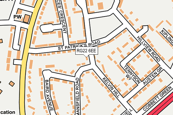 RG22 6EE map - OS OpenMap – Local (Ordnance Survey)