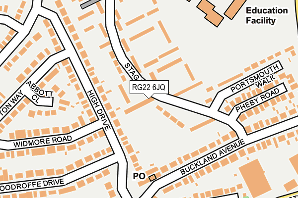 RG22 6JQ map - OS OpenMap – Local (Ordnance Survey)