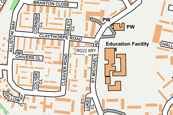 RG22 6RY map - OS OpenMap – Local (Ordnance Survey)