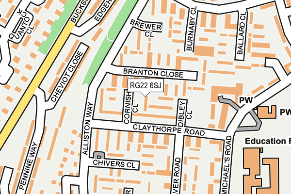 RG22 6SJ map - OS OpenMap – Local (Ordnance Survey)