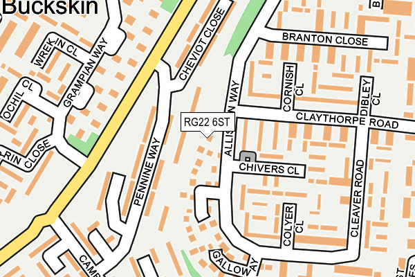 RG22 6ST map - OS OpenMap – Local (Ordnance Survey)
