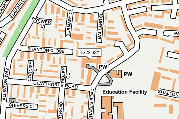 RG22 6SY map - OS OpenMap – Local (Ordnance Survey)